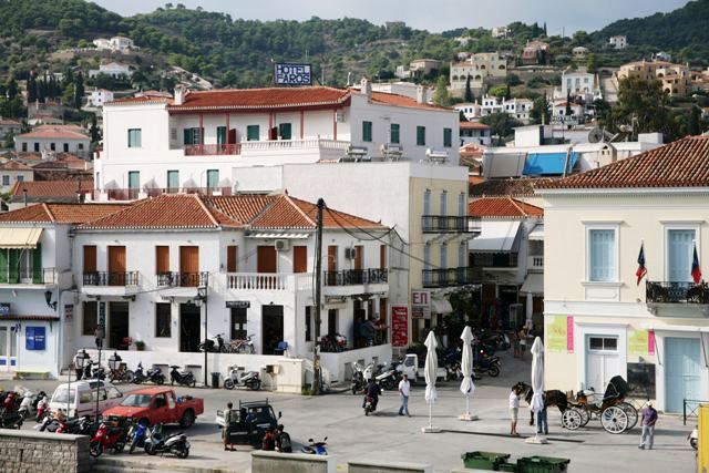 Spetses Island - Hotels, shops, cafes and bars along the harbour front